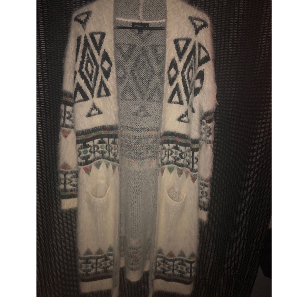 Tribal Print Fur Cardigan